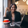 african-american-business-woman-working-cafe